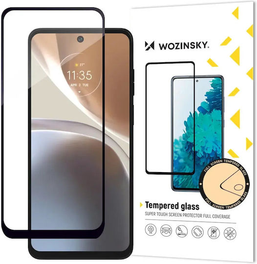 Wozinsky Super Durable Adeziv complet Full Face Tempered Glass Negru (Motorola Moto E20)