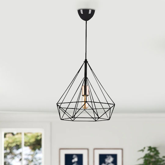 Megapap Donald Κρεμαστό Φωτιστικό Μαύρο με Ντουί E27 25x30x65εκ.