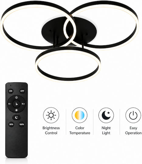 Lightplanet Lustră Negru LED cu Alb Natural Lumină