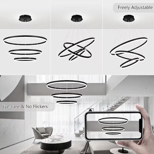 Lightplanet Lustră Negru LED cu Alb Natural Lumină