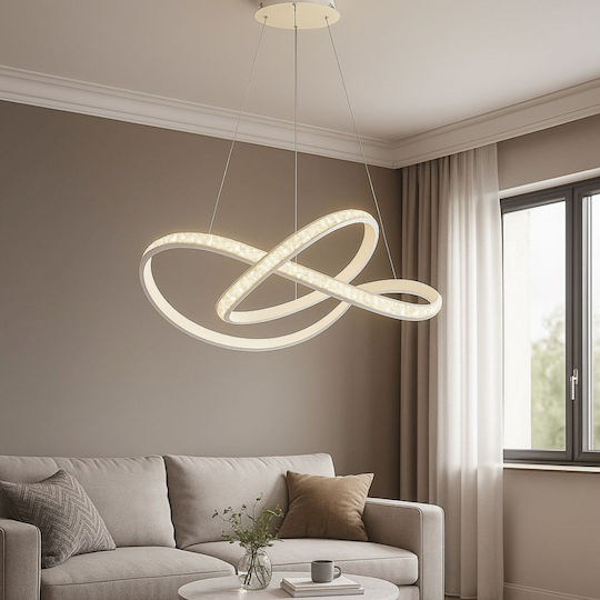 Lightplanet Lustră Alb LED cu Alb Natural Lumină cu cristale