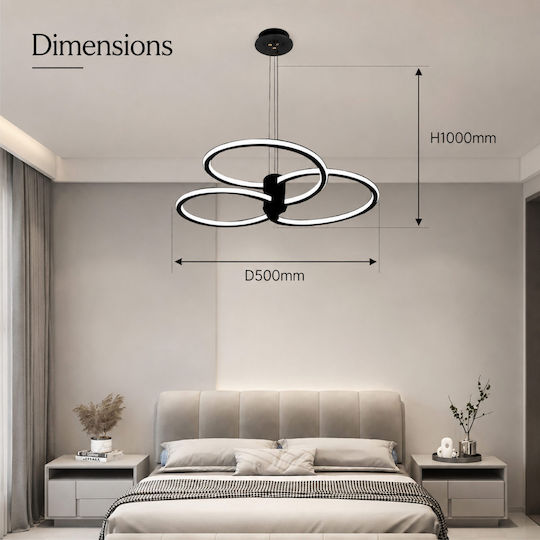 Lightplanet Lustră Negru LED cu Alb Natural Lumină