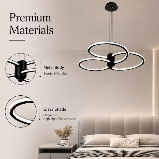 Lightplanet Lustră Negru LED cu Alb Natural Lumină