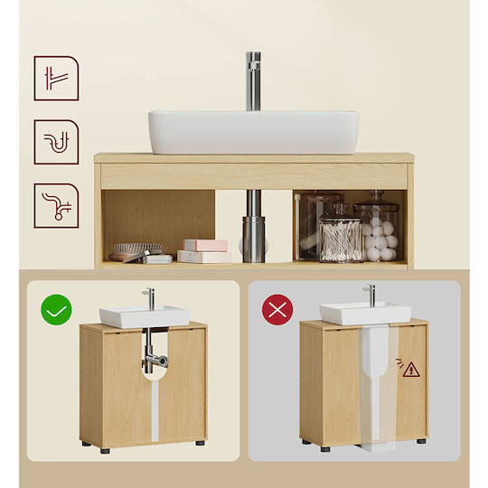 Vasagle Vanity Unit with Sink W60xD30xH63cm Brown