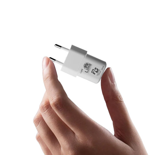 Lime GaN Charger with USB-C Port and USB-C - Lightning Cable 25W Power Delivery White (LGC25W)