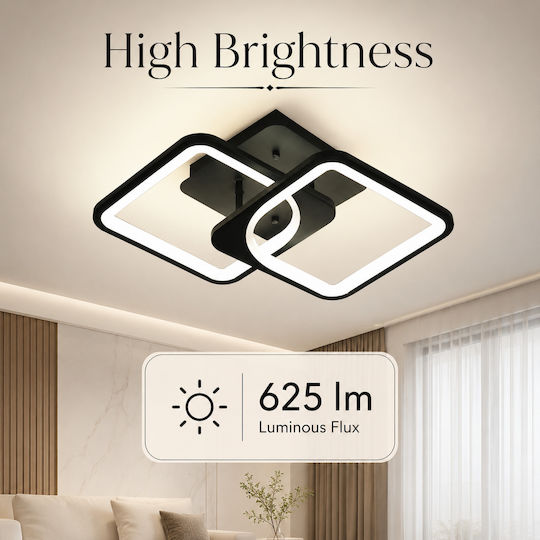 Lightplanet Deckenleuchte 38cm Schwarz mit Integrierter LED und Fernbedienung