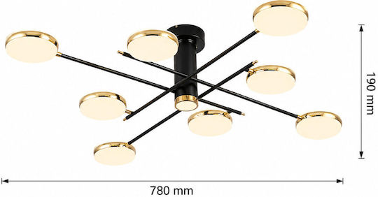 Lightplanet Πλαφονιέρα Οροφής Μαύρη με Ενσωματωμένο LED και Τηλεχειριστήριο