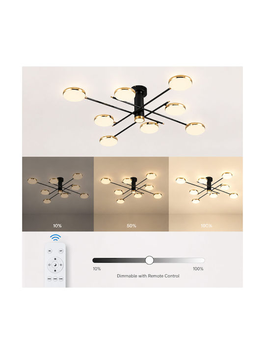 Lightplanet Plafonieră de Tavan Neagră cu LED Integrat și Telecomandă
