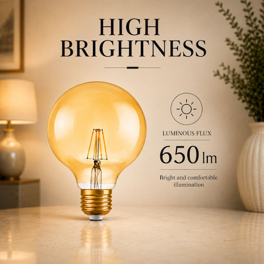 Lightplanet Bec LED 6.5W Pentru Bază De Bec E27 și Formă G125 Alb Cald