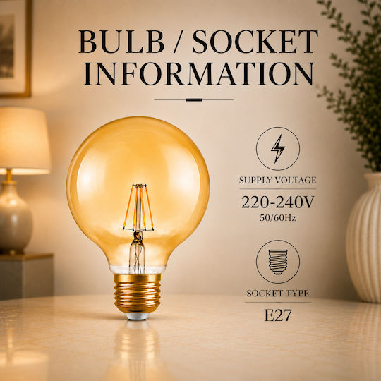 Lightplanet Bec LED 6.5W Pentru Bază De Bec E27 și Formă G125 Alb Cald