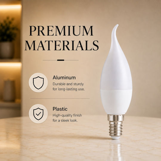 Lightplanet Bec LED 6W Pentru Bază De Bec E14 și Formă BT37 Alb Rece E146W6500KBT37MatFlacără