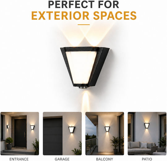 Lightplanet Μοντέρνο Φωτιστικό Τοίχου με Ενσωματωμένο LED Μαύρο