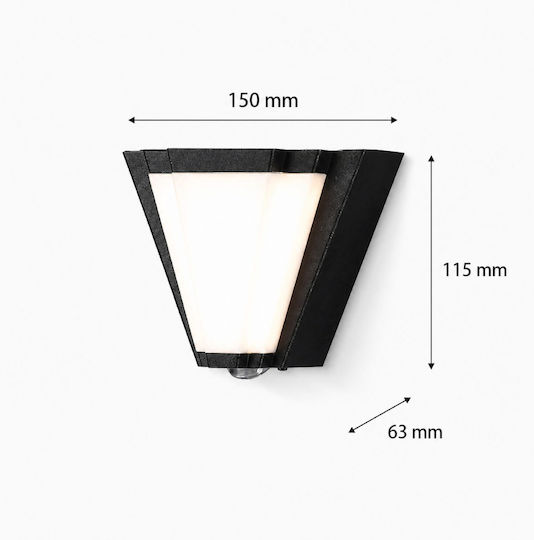 Lightplanet Μοντέρνο Φωτιστικό Τοίχου με Ενσωματωμένο LED Μαύρο