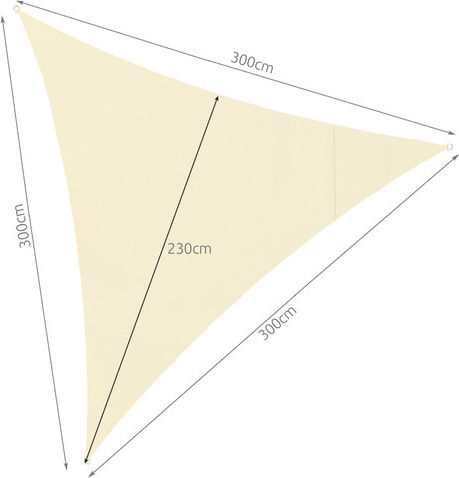 Malatec Триъгълен сенник Shade Sail Бежов 3x3m