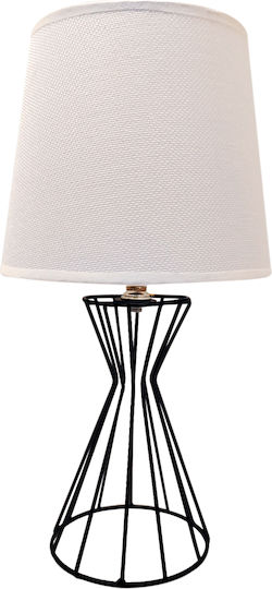 Chios Hellas Metallisches Tischlampen mit Weißem Hut und Schwarzer Basis 55017LE