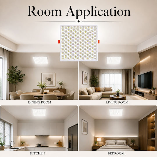 Lightplanet Încastrat Panou LED Putere 32W cu Alb Rece Lumini