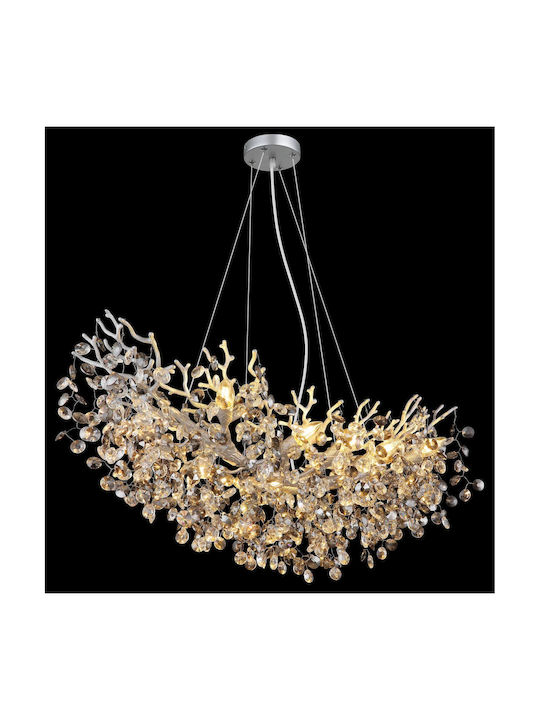 Globo Lighting Полилей с Кристали Сребрист 64138H3S