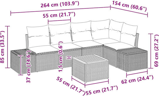 Garten- und Outdoor-Möbelsets Wohnzimmer Typsatz 6 Stück Vidaxl mit Kissen