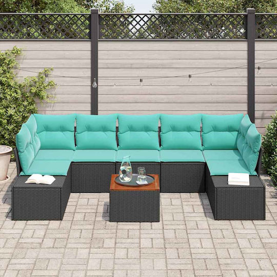 Garten- und Outdoor-Möbelsets Wohnzimmer Typsatz 8 Stück Türkis mit Kissen