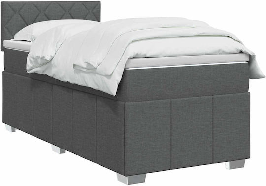 Einzelbett Mit Stoff Dunkelgrau Mit Lattenrost & Matratze 80x200cm