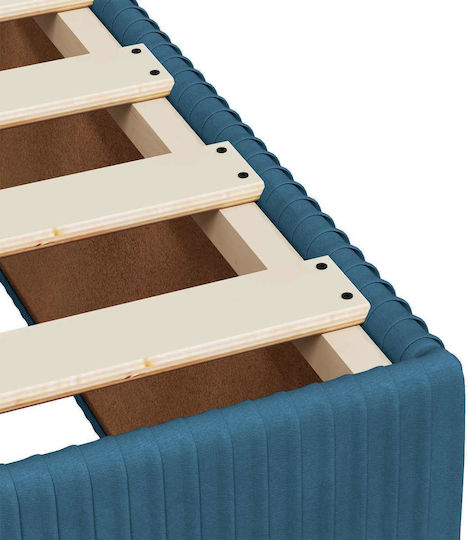 Einzelbett Mit Samt Dunkelblau Mit Lattenrost & Matratze 90x200cm