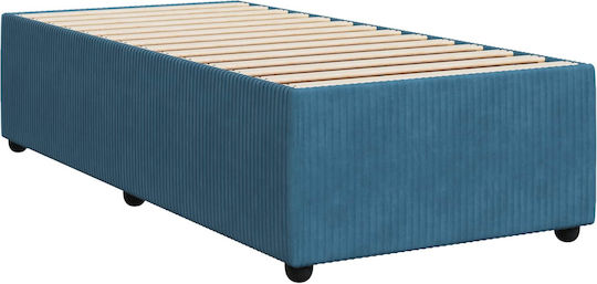 Einzelbett Mit Samt Dunkelblau Mit Lattenrost & Matratze 90x200cm