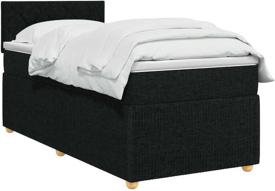 vidaXL Einzelbett Mit Stoff Schwarz Mit Lattenrost & Matratze 90x200cm