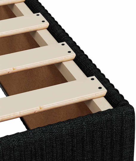 Single Upholstered Bed with Fabric Black with Slats and Mattress 80x200cm