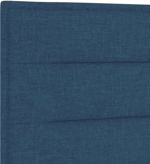 King Size Upholstered Fabric Bed Blue with Slats and Mattress 180x200cm