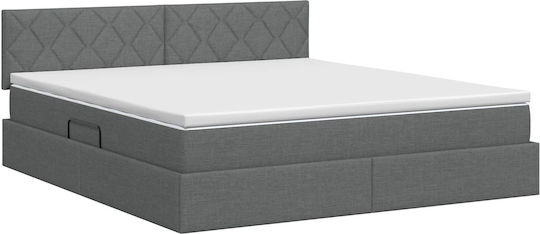 Dunkles Wandbett King Size Mit Samt Dunkelgrau Mit Lattenrost & Matratze 180x200cm