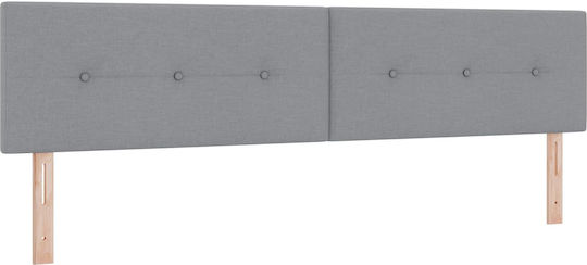 Wandbett King Size Bezogen mit Samt Hellgrau mit Lattenrost & Matratze 200x200cm