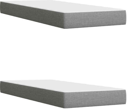 Wandbett King Size Bezogen mit Samt Hellgrau mit Lattenrost & Matratze 200x200cm