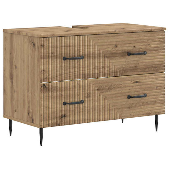 vidaXL Badezimmer Waschtisch-Einheit M82xB41xH58.5cm Eiche vidaXL Badezimmer Waschtisch-Einheit M82xB41xH58.5cm Eiche