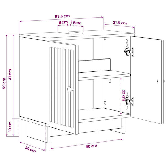 vidaXL Badezimmer Waschtisch-Einheit ohne Waschbecken M59.5xB31.5xH59cm Weiß