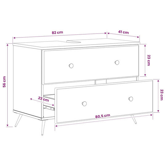 vidaXL Badezimmer Waschtisch-Einheit M82xB41xH59cm Weiß
