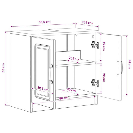 vidaXL Плот Без Мивка Ш59.5xД31.5xВ59cm Сив Бетон