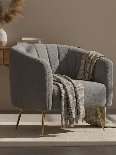 Ashvane Velvet Gray Armchair 78x75x79cm