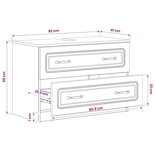 vidaXL Badezimmer Waschtisch-Einheit M82xB41xH56cm Weiß