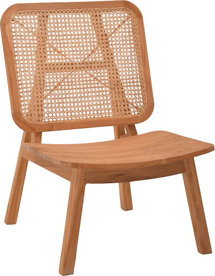 Viborg Πολυθρόνα Φυσικό Teak Ξύλο / Φυσικό Rattan 60x75x87cm