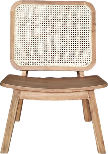 Viborg Πολυθρόνα Φυσικό Teak Ξύλο / Φυσικό Rattan 60x75x87cm