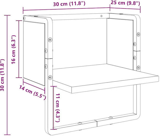 Ράφι Μαύρη Οξυά, Μαύρο 30x25x30εκ.