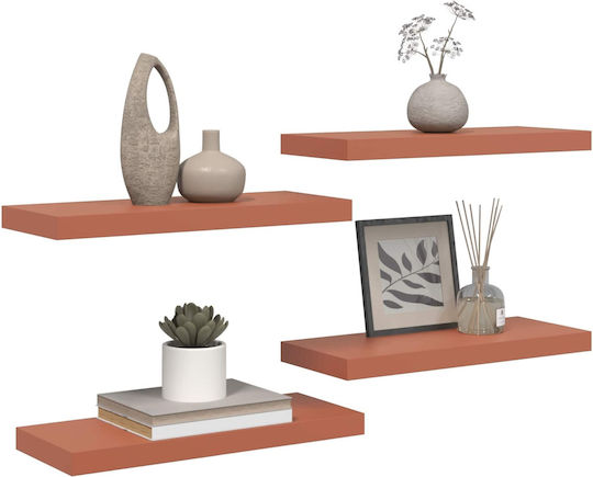 Red Wall Shelves 4 Pieces 50x23x4cm