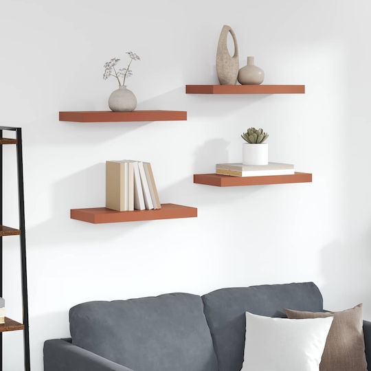Wall Shelves (4 Pieces) 50x23x4cm Red