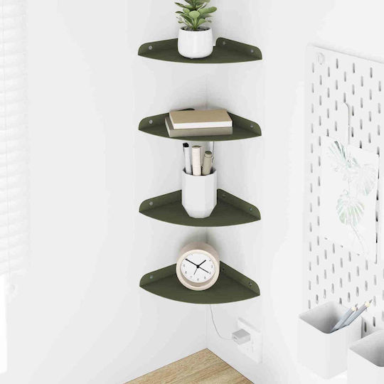 Floating Wall Shelves Olive Green Set of 4 Pieces 18x18x2cm