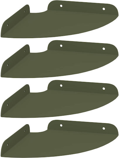 Floating Wall Shelves Olive Green Set of 4 Pieces 18x18x2cm