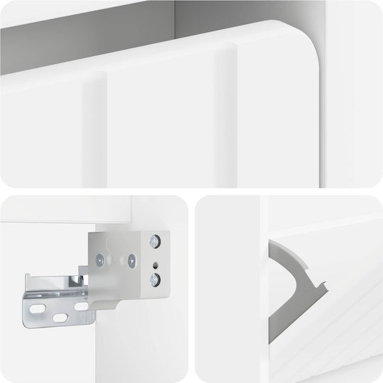 Zwolle Wooden Shoe Cabinet White with Tilting Shelves L71xD17xH86cm