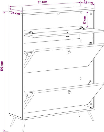 Metallische Schuhorganisator Breda 78x24x103cm