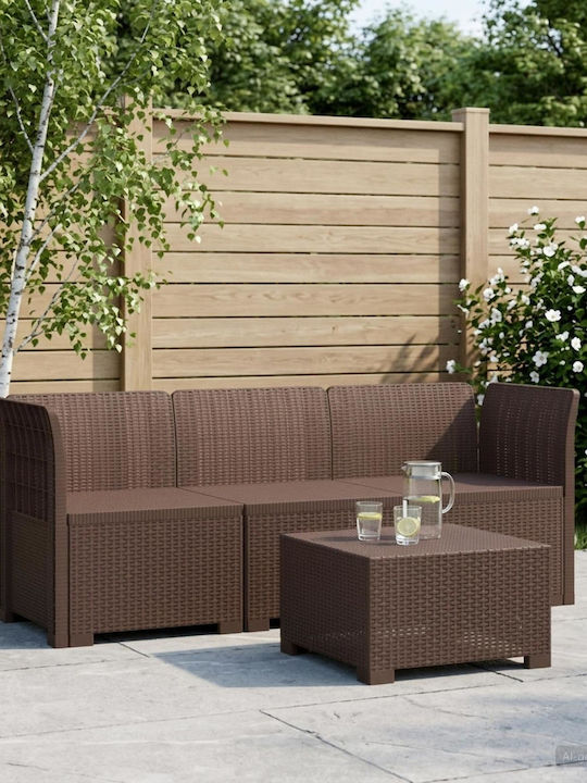 Three-Seater Outdoor Rattan Sofa with Cushions