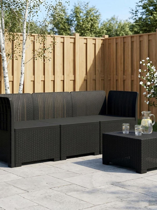 Three-Seater Outdoor Rattan Sofa with Cushions