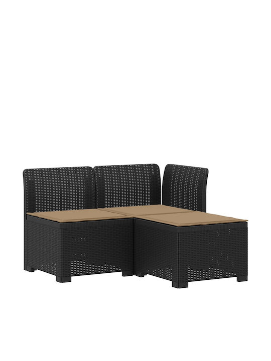 Three-Seater Outdoor Rattan Sofa with Cushions